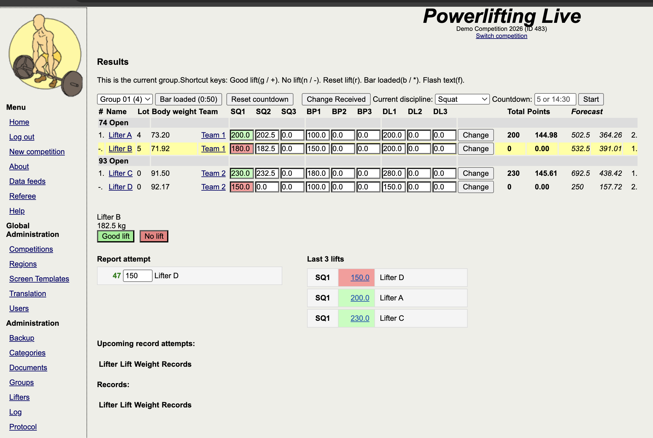Admin Scoresheet View